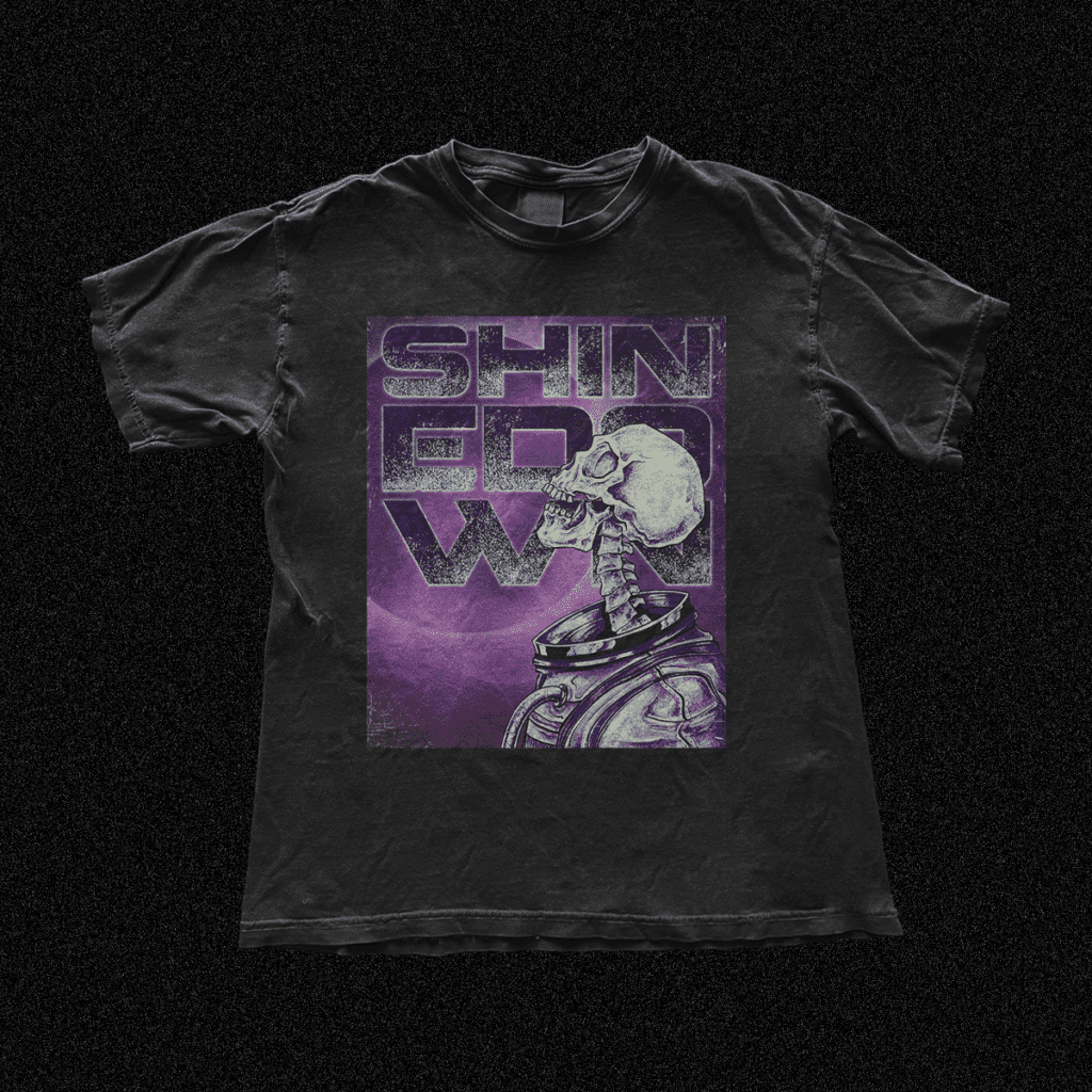Image of Planet Zero poster design on a black t-shirt