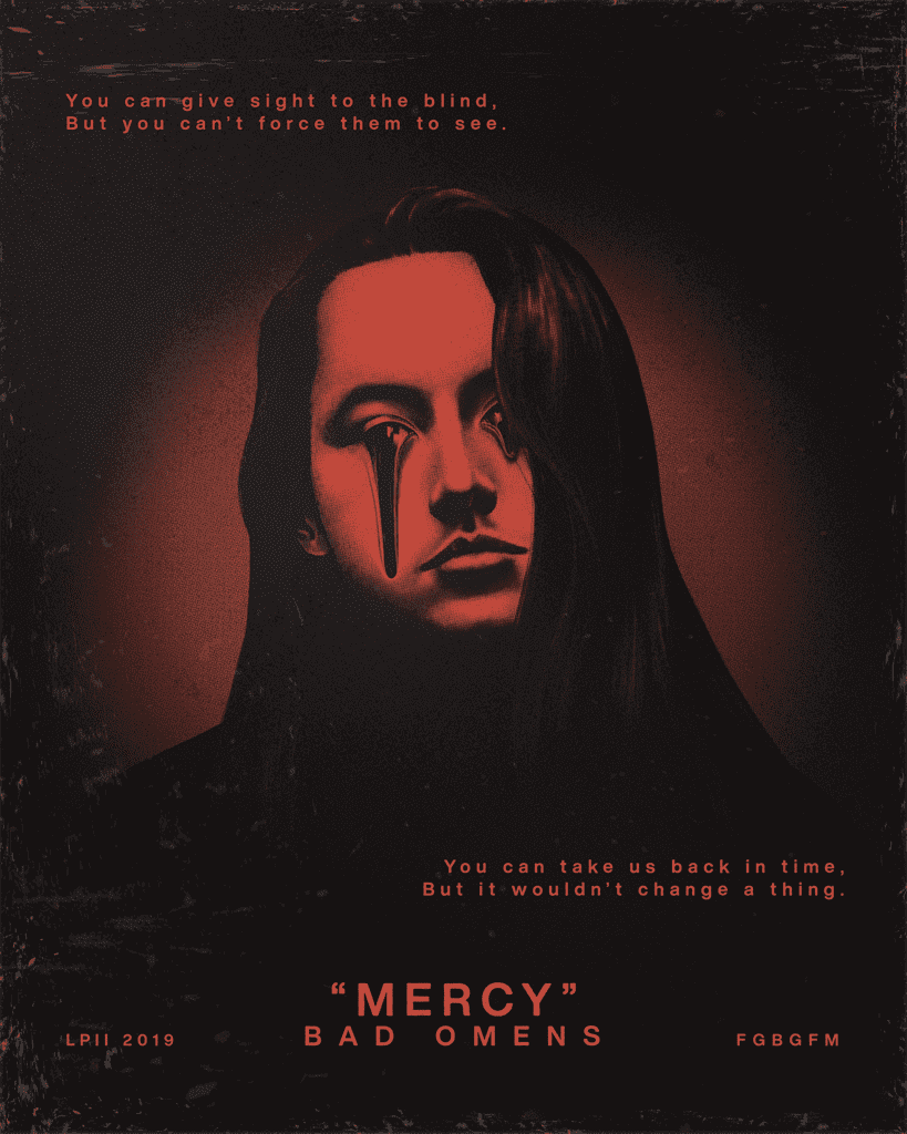 Poster design of red face with melting eyes